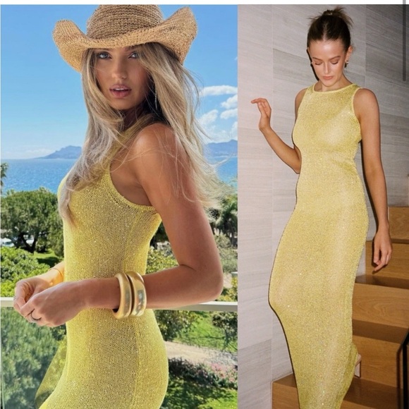 ASTA RESORT Natalia Dress - Chartreuse Sequin - Picture 3 of 8